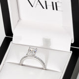 KIMBERLY | Pavé Solitaire Radiant Cut Diamond Ring in 18ct White Gold