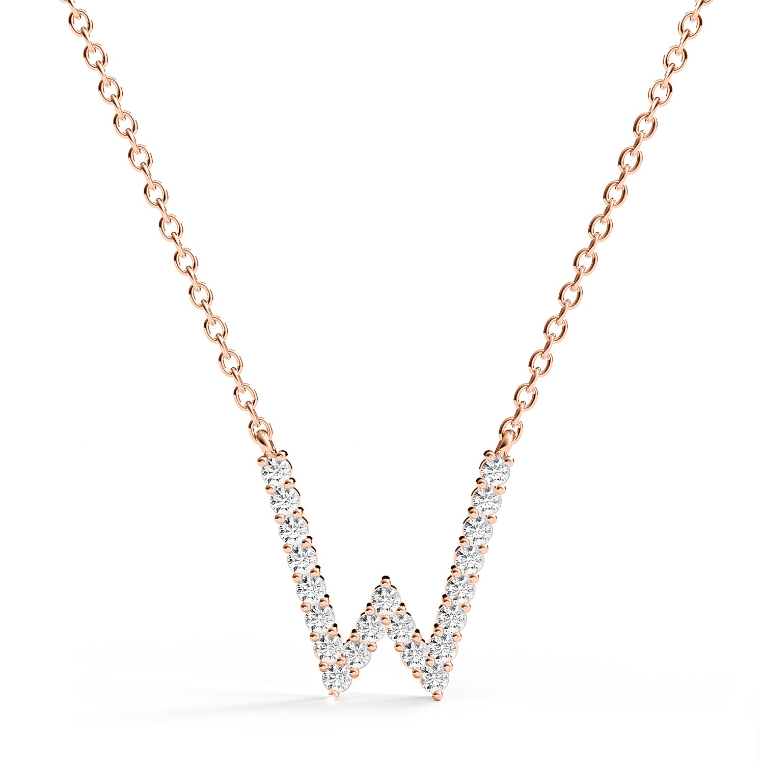 PENELOPE | Diamond Letter Pendant in 9ct Rose Gold (A-Z)
