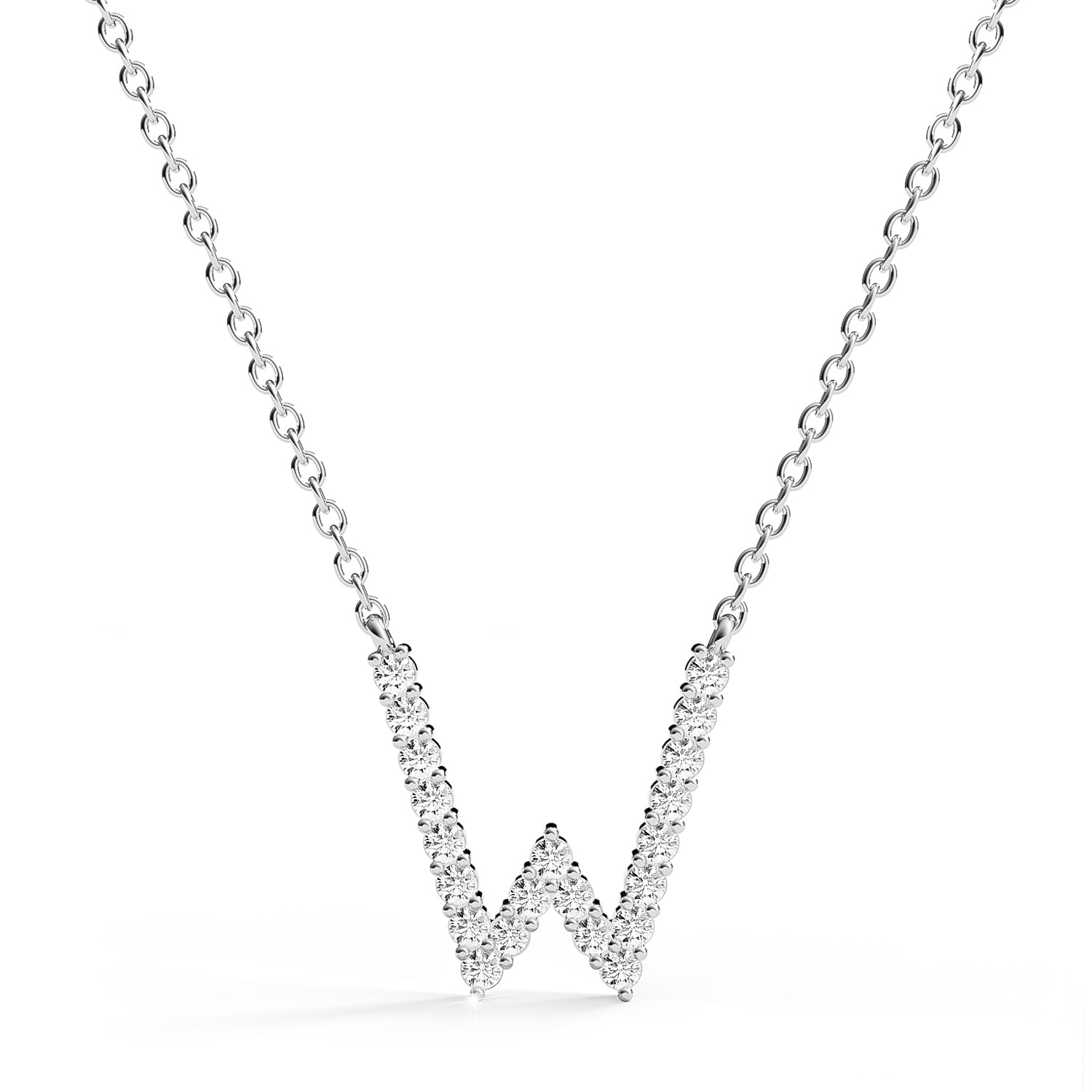 PENELOPE | Diamond Letter Pendant in 9ct White Gold (A-Z)