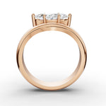 WILLOW east-west marquise diamond ring in rose gold, profile view showing the six claws