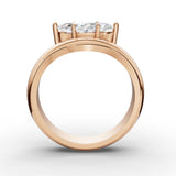WILLOW east-west marquise diamond ring in rose gold, profile view showing the six claws