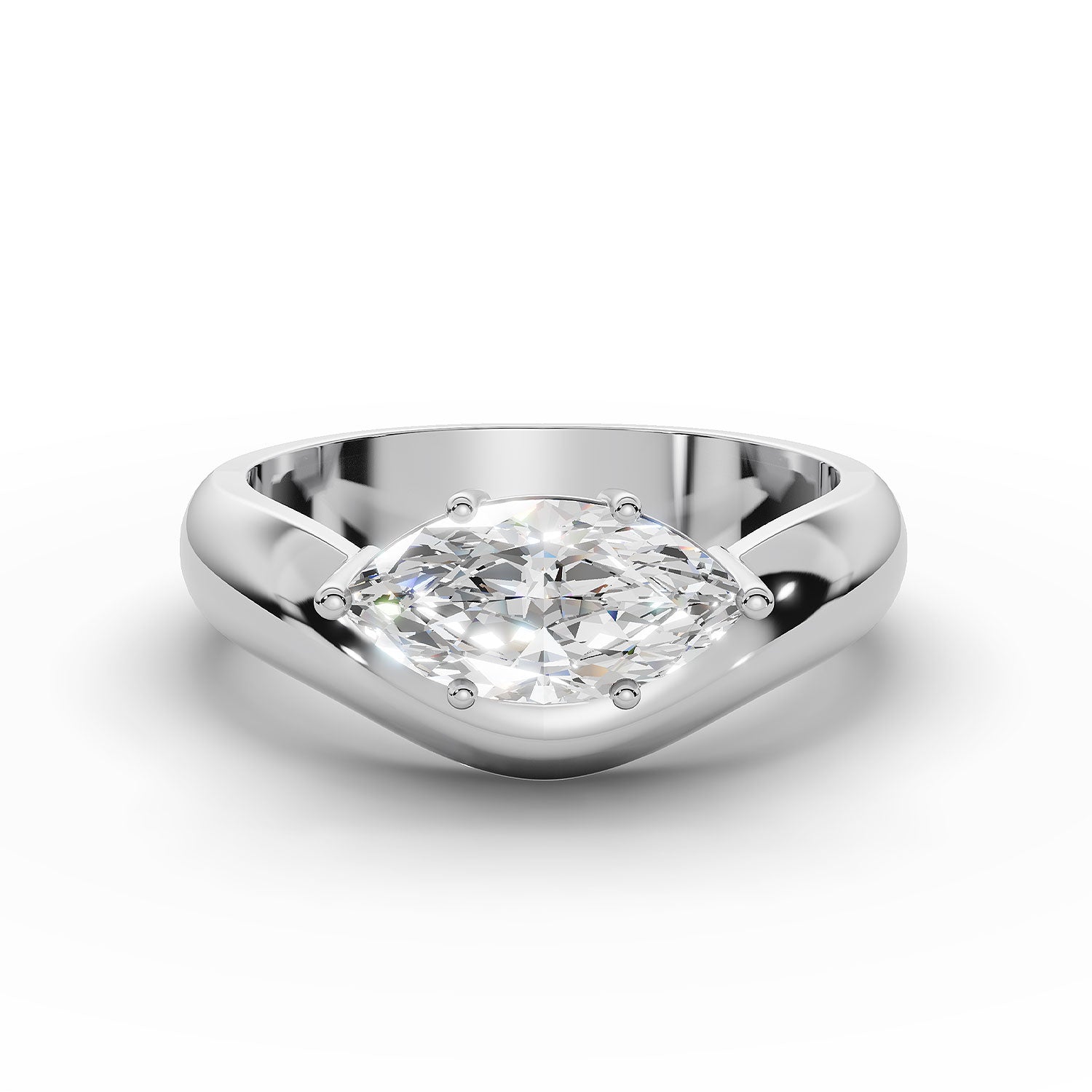 WILLOW east-west marquise diamond ring in white gold, front view