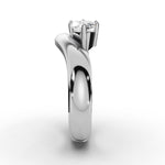 WILLOW east-west marquise diamond ring in white gold, full profile showing the bold curved band