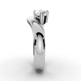 WILLOW east-west marquise diamond ring in white gold, full profile showing the bold curved band