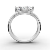 WILLOW east-west marquise diamond ring in white gold, profile view showing the six claws