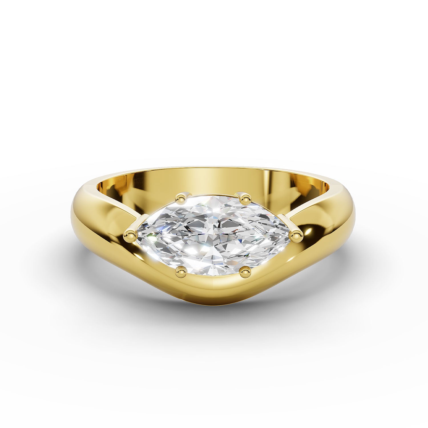 WILLOW east-west marquise diamond ring in yellow gold, front view