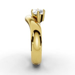 WILLOW east-west marquise diamond ring in yellow gold, full profile showing the bold curved band
