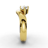 WILLOW east-west marquise diamond ring in yellow gold, full profile showing the bold curved band