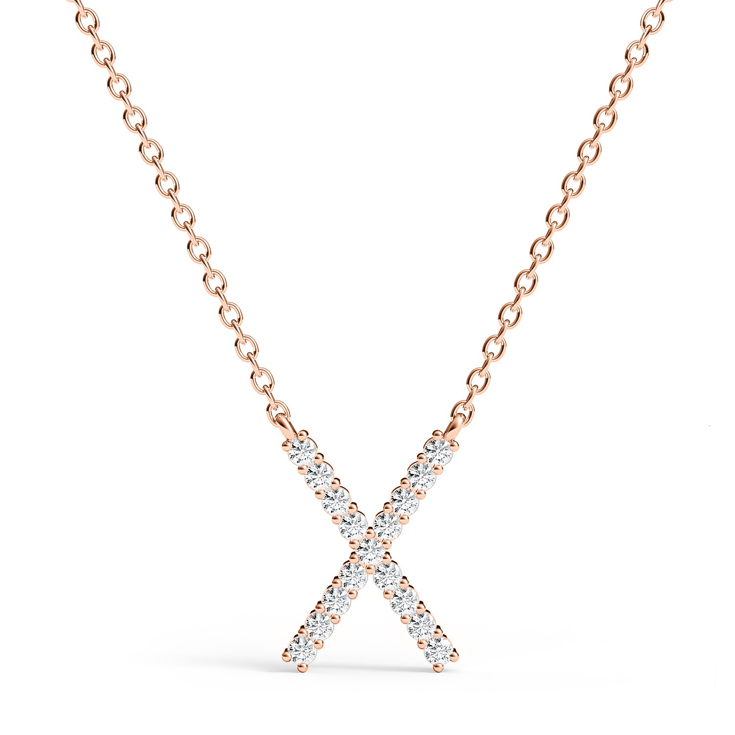 PENELOPE | Diamond Letter Pendant in 9ct Rose Gold (A-Z)
