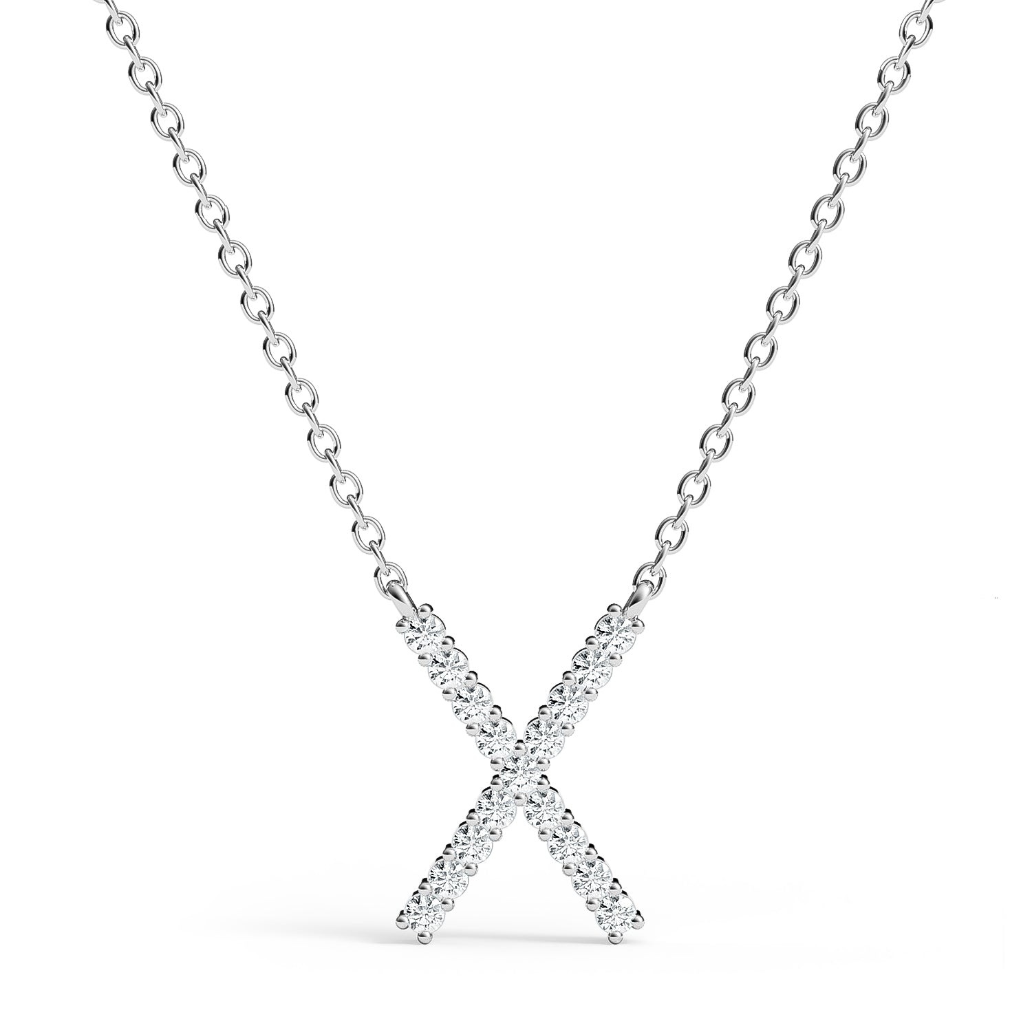 PENELOPE | Diamond Letter Pendant in 9ct White Gold (A-Z)