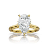 JENNET | Cathedral Hidden Halo Pear Shape Diamond Ring in Yellow Gold