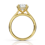JENNET | Cathedral Hidden Halo Pear Shape Diamond Ring in Yellow Gold