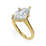 JENNET | Cathedral Hidden Halo Pear Shape Diamond Ring in Yellow Gold