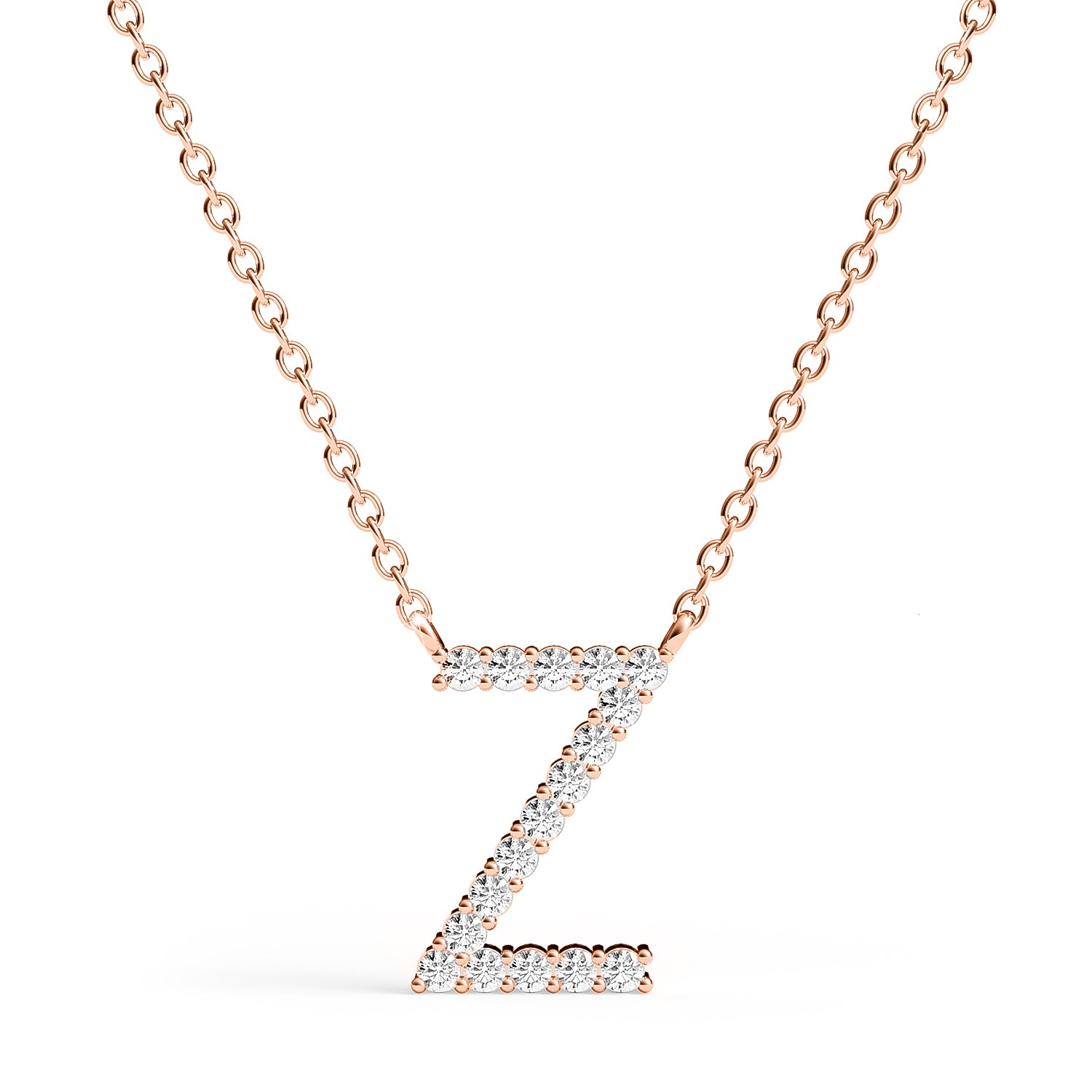 PENELOPE | Diamond Letter Pendant in 9ct Rose Gold (A-Z)