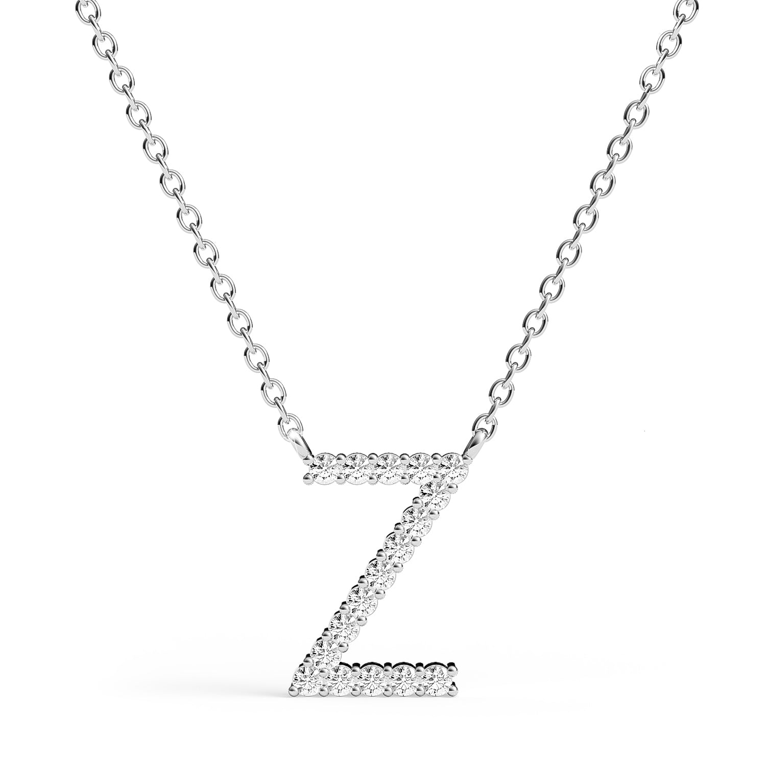 PENELOPE | Diamond Letter Pendant in 9ct White Gold (A-Z)
