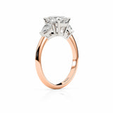 ZARA | Three Stone Oval & Pear Shape Diamond Ring in Rose & White Gold