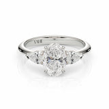 ZARA | Three Stone Oval & Pear Shape Diamond Ring in White Gold