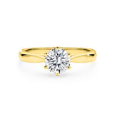 ZIA | Six Claw Solitaire Round Brilliant Diamond Ring in Yellow Gold