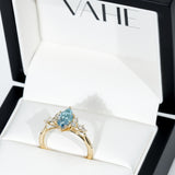 CUSTOM | Blue Lab-Grown Marquise Diamond Ring in 14ct Yellow Gold