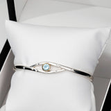 CUSTOM | Aquamarine and White Diamond Cuff in Sterling Silver & 18ct Yellow Gold