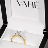 ADALET | Pavé Solitaire Oval Shape Diamond Ring in Yellow & White Gold