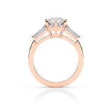 EMMA | Round Brilliant & Tapered Baguette Diamond Ring in Rose Gold