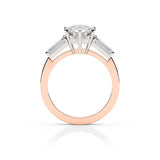 EMMA | Round Brilliant & Tapered Baguette Diamond Ring in Rose & White Gold