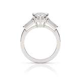 EMMA | Round Brilliant & Tapered Baguette Diamond Ring in White Gold