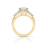 EMMA | Round Brilliant & Tapered Baguette Diamond Ring in Yellow Gold