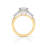 EMMA | Round Brilliant & Tapered Baguette Diamond Ring in Yellow & White Gold