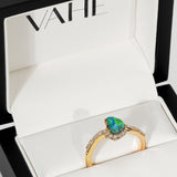 CUSTOM | Black Opal & Diamond Ring in 18ct Yellow Gold