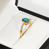 CUSTOM | Black Opal & Diamond Ring in 18ct Yellow Gold