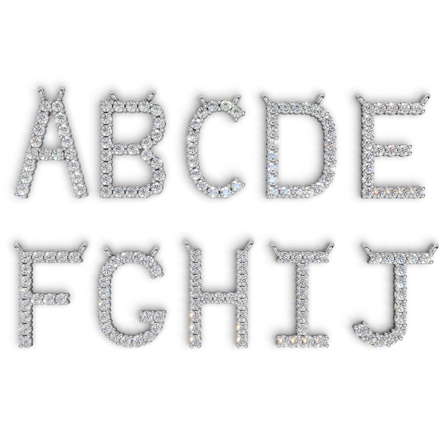 PENELOPE diamond initial pendants, letters A to J, white gold (available A–Z)