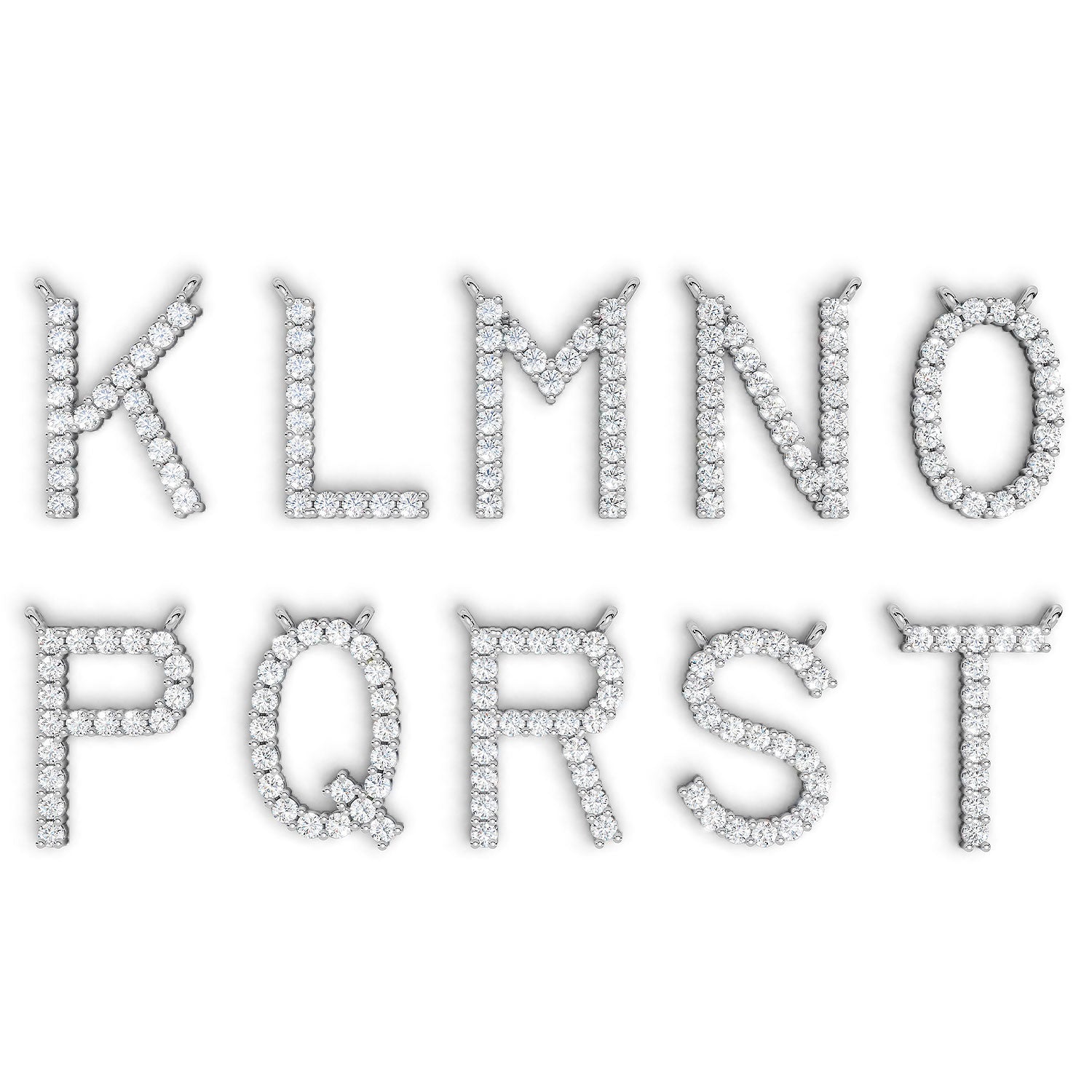 PENELOPE diamond initial pendants, letters K to T, white gold (available A–Z)