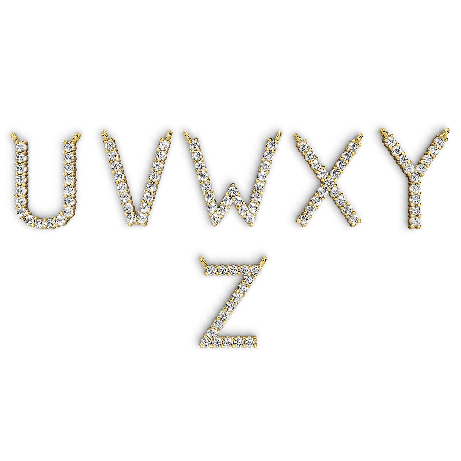 PENELOPE diamond initial pendants, letters U to Z, yellow gold (available A–Z)