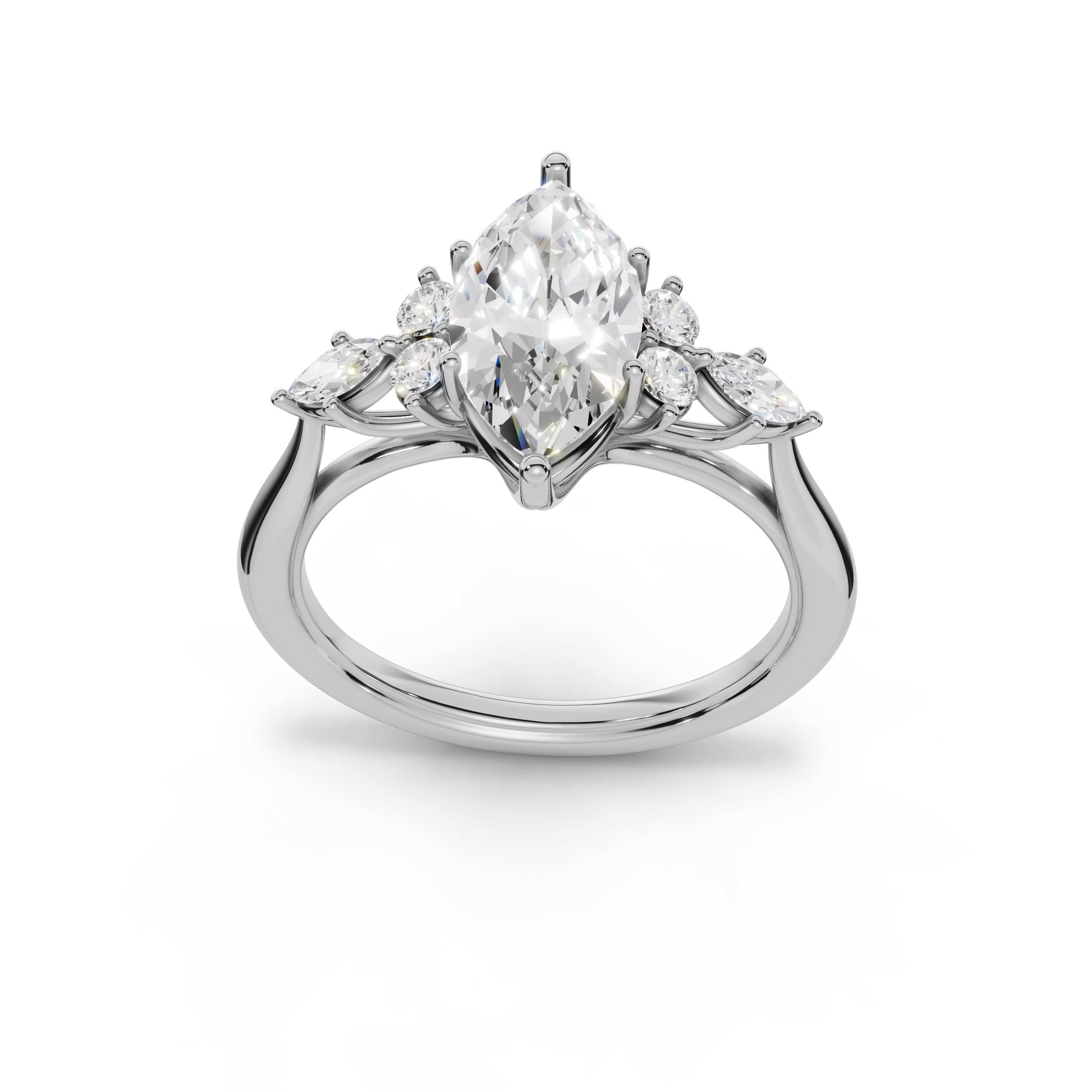 ARWEN | Seven Stone Marquise & Round Diamond Ring in White Gold – video