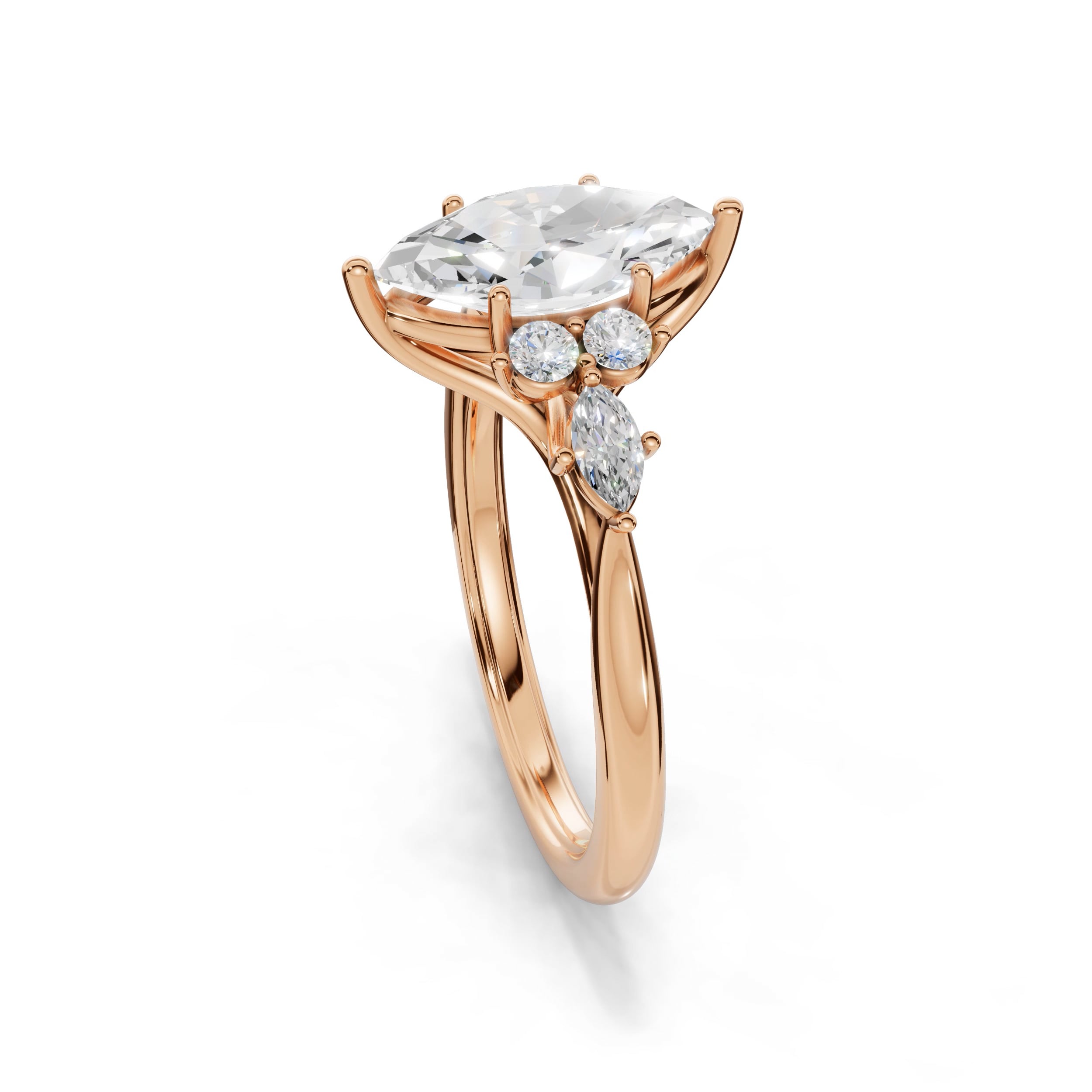 ARWEN | Seven Stone Marquise & Round Diamond Ring in Rose Gold – video