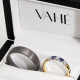 DANIEL | Classic Quarter Domed & Five Stone Diamond & Sapphire Ring