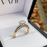 CUSTOM | White Diamond Delicate Filigree Ring in 18ct Yellow & White Gold