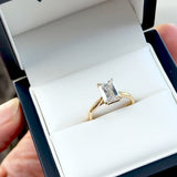 DIANA | Cathedral Solitaire Emerald Cut Diamond Ring in 18ct Yellow Gold