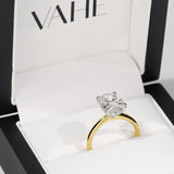 TIFFANY | Hidden Halo Oval Shape Diamond Ring in Yellow & White Gold