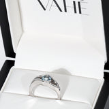 CUSTOM | Round Aquamarine Sculptural Ring in 9ct White Gold
