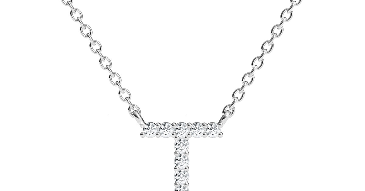 Diamond letter 2024 t necklace